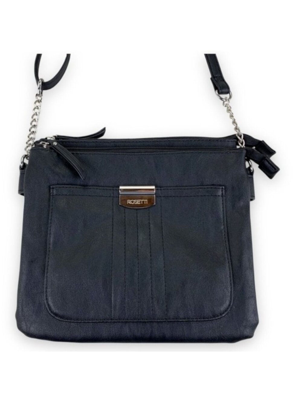 Rosetti Midge Black Crossbody Purse‎ 3 Pockets Adjustable Strap Vegan